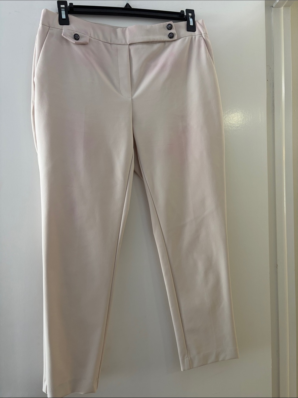 Nicole Miller Pale Cream Straight-Leg Dress Trousers